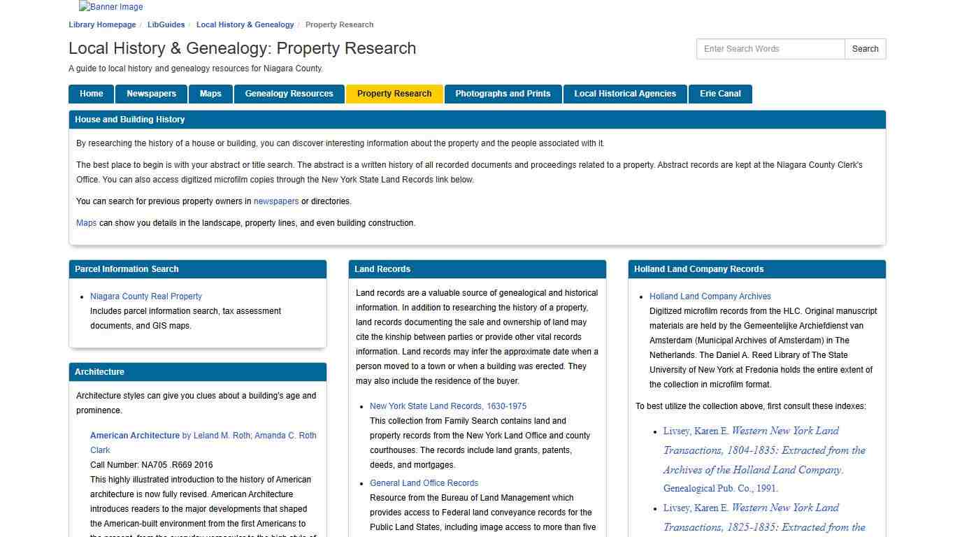 Property Research - Local History & Genealogy - LibGuides at Niagara County Community College